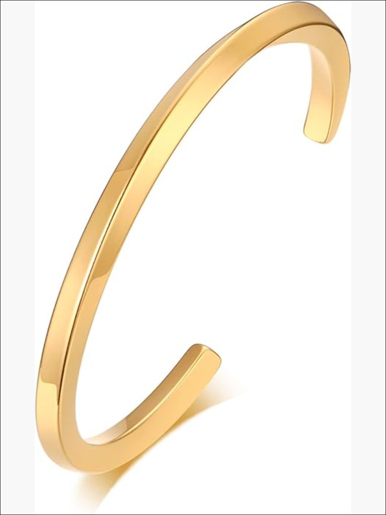 Stainless Steel Cuff Bracelet With Mobius Twist Design